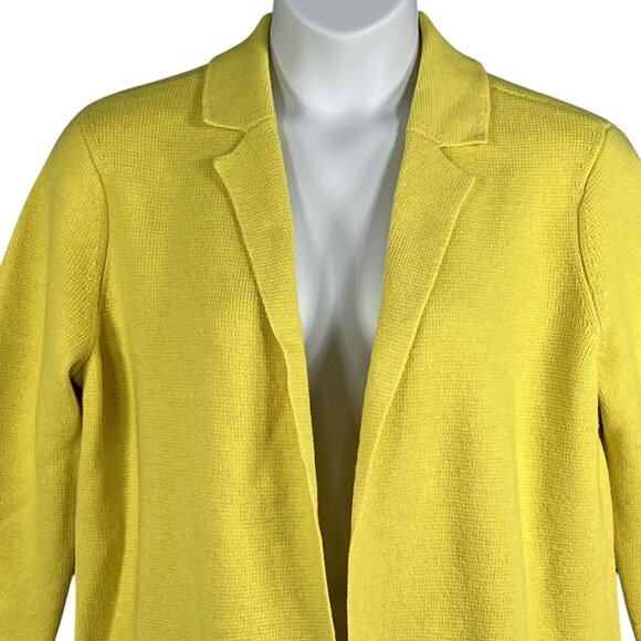 Talbots Womens L Spring Yellow Open Cardigan Wool Blend Knit Sweater Blazer - Picture 6 of 16